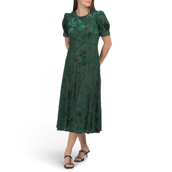 SUPER NATURAL BY SECRET MISSION Emerald Floral Velvet Maxi Dress - Picture 1 of 2